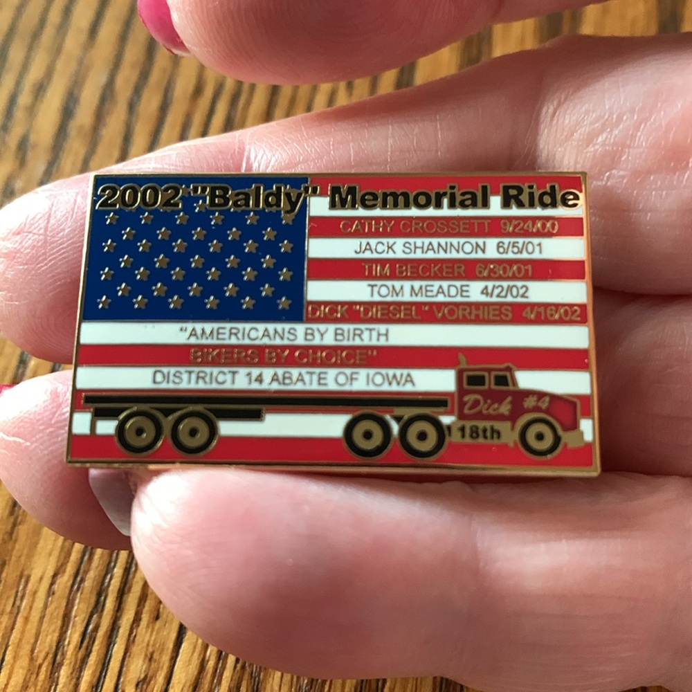 Emblematics Pin. 2002 "Baldy" Memorial Ride Pin